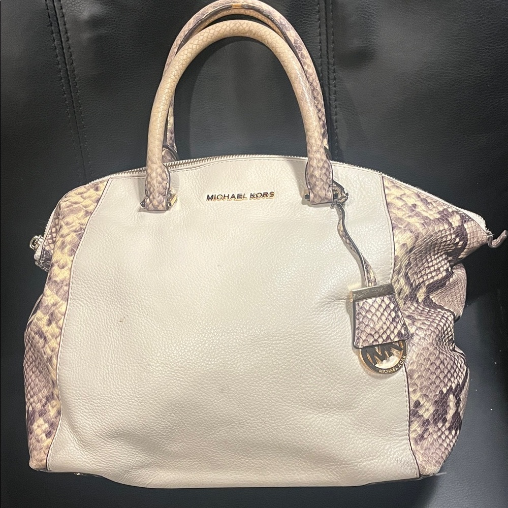 Michael Kors Cream and Brown Satchel - Picture 4 of 15